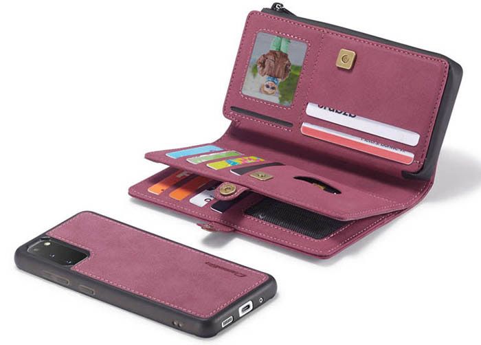 CaseMe Samsung Galaxy S20 Luxury Multi-Functional Zipper Wallet Magnetic Detachable 2 in 1 Folio Case