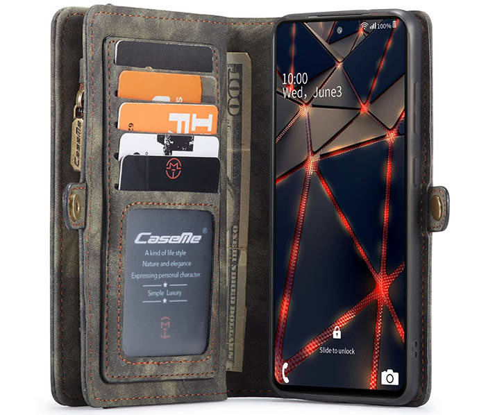 CaseMe Samsung Galaxy S20 FE Zipper Wallet Magnetic Detachable 2 in 1 Case