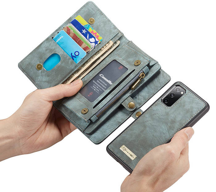 CaseMe Samsung Galaxy S20 FE Zipper Wallet Magnetic Detachable 2 in 1 Case
