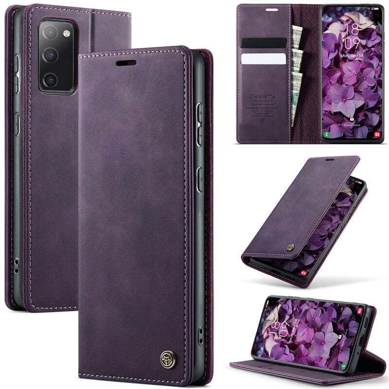 CaseMe Samsung Galaxy S20 FE Magnetic Wallet Case with RFID Blocking Purple