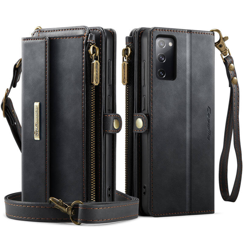 CaseMe Samsung Galaxy S20 FE Wallet Case – RFID Blocking, 9 Card Slots, Crossbody Strap & Wireless Charging