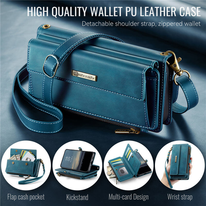 CaseMe Samsung Galaxy S20 FE Wallet Case – RFID Blocking, 9 Card Slots, Crossbody Strap & Wireless Charging