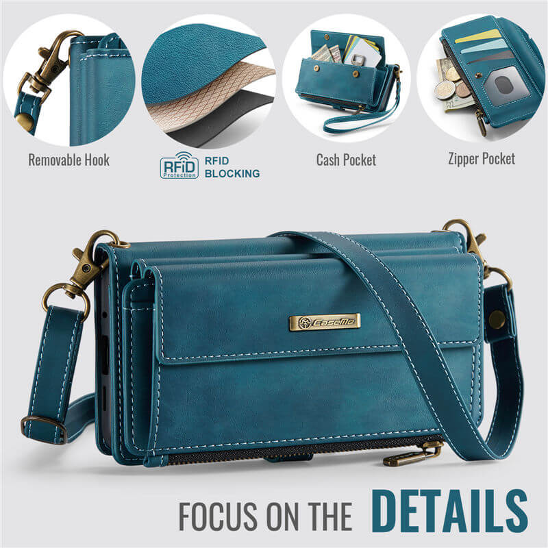 CaseMe Samsung Galaxy S20 FE Wallet Case – RFID Blocking, 9 Card Slots, Crossbody Strap & Wireless Charging