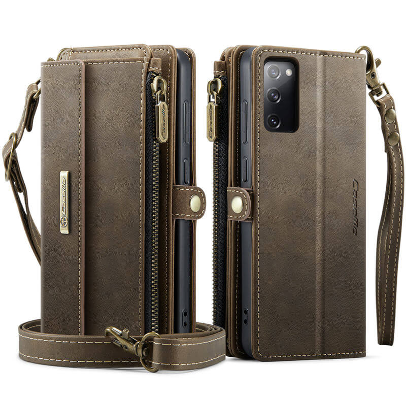 CaseMe Samsung Galaxy S20 FE Wallet Case – RFID Blocking, 9 Card Slots, Crossbody Strap & Wireless Charging
