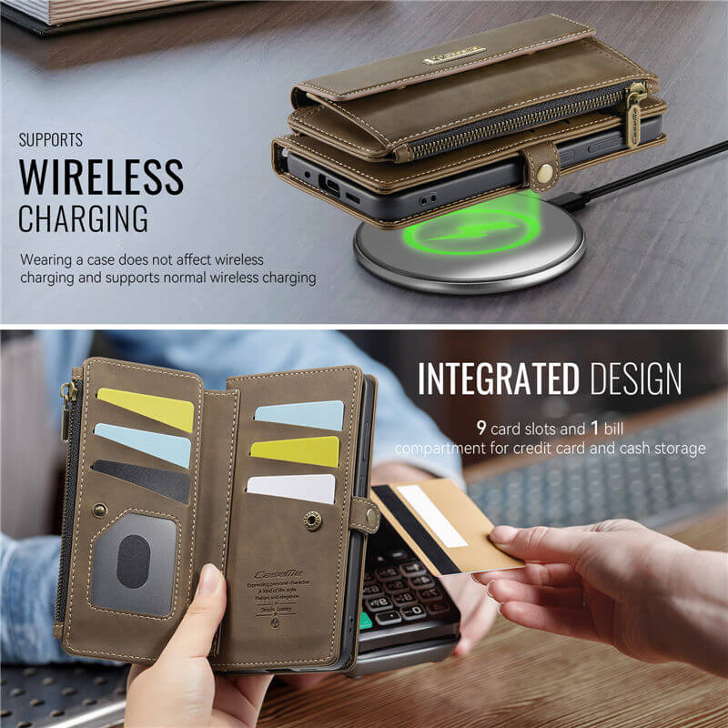 CaseMe Samsung Galaxy S20 FE Wallet Case – RFID Blocking, 9 Card Slots, Crossbody Strap & Wireless Charging