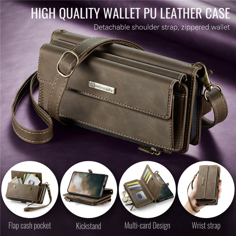 CaseMe Samsung Galaxy S20 FE Wallet Case – RFID Blocking, 9 Card Slots, Crossbody Strap & Wireless Charging