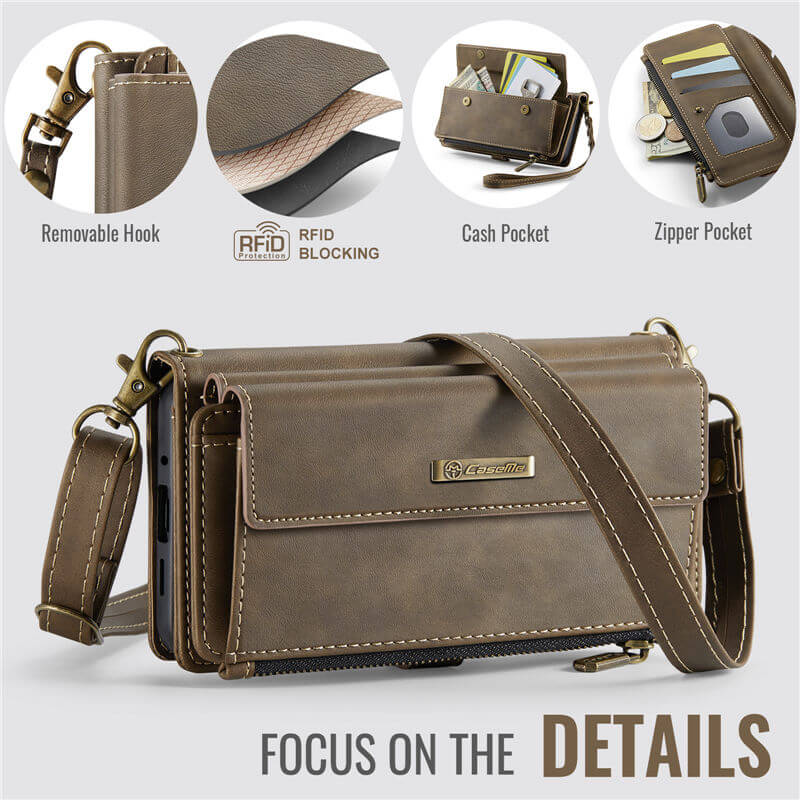 CaseMe Samsung Galaxy S20 FE Wallet Case – RFID Blocking, 9 Card Slots, Crossbody Strap & Wireless Charging