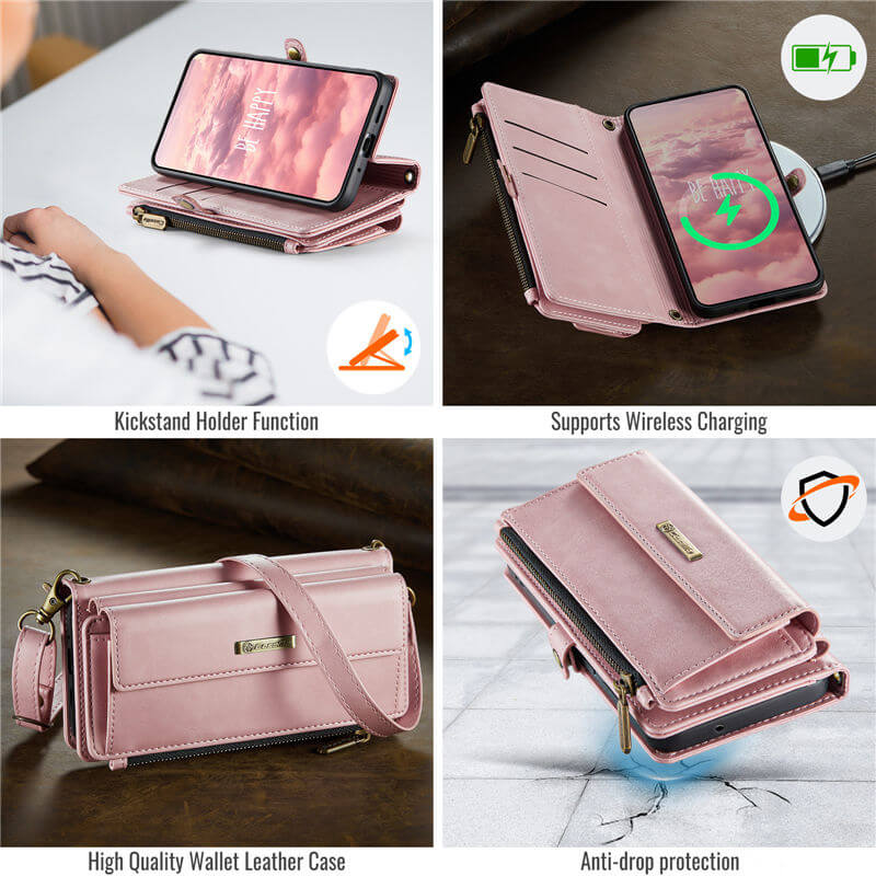 CaseMe Samsung Galaxy S20 FE Wallet Case – RFID Blocking, 9 Card Slots, Crossbody Strap & Wireless Charging