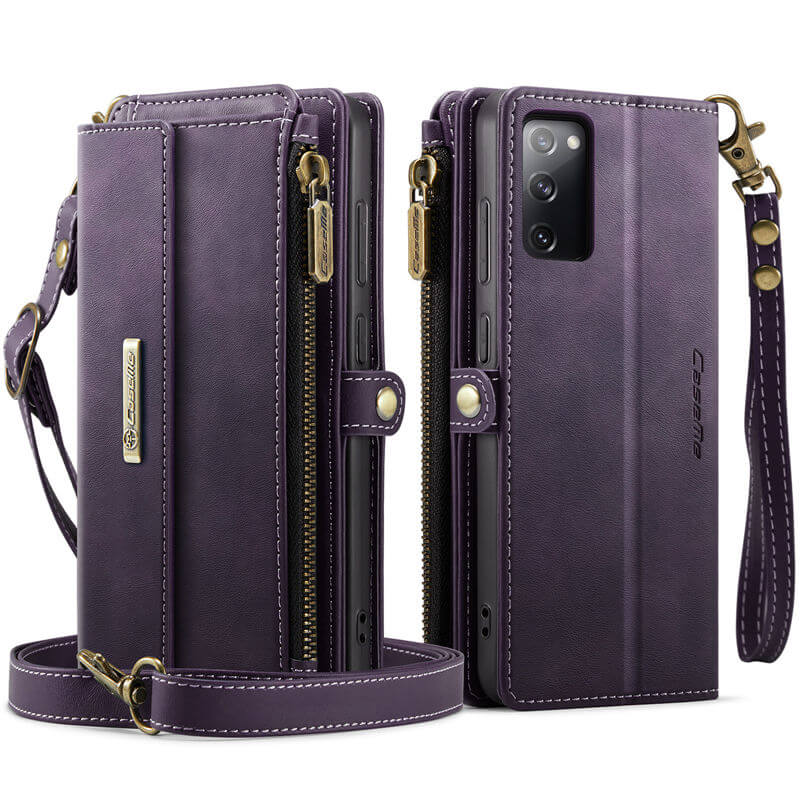 CaseMe Samsung Galaxy S20 FE Wallet Case – RFID Blocking, 9 Card Slots, Crossbody Strap & Wireless Charging