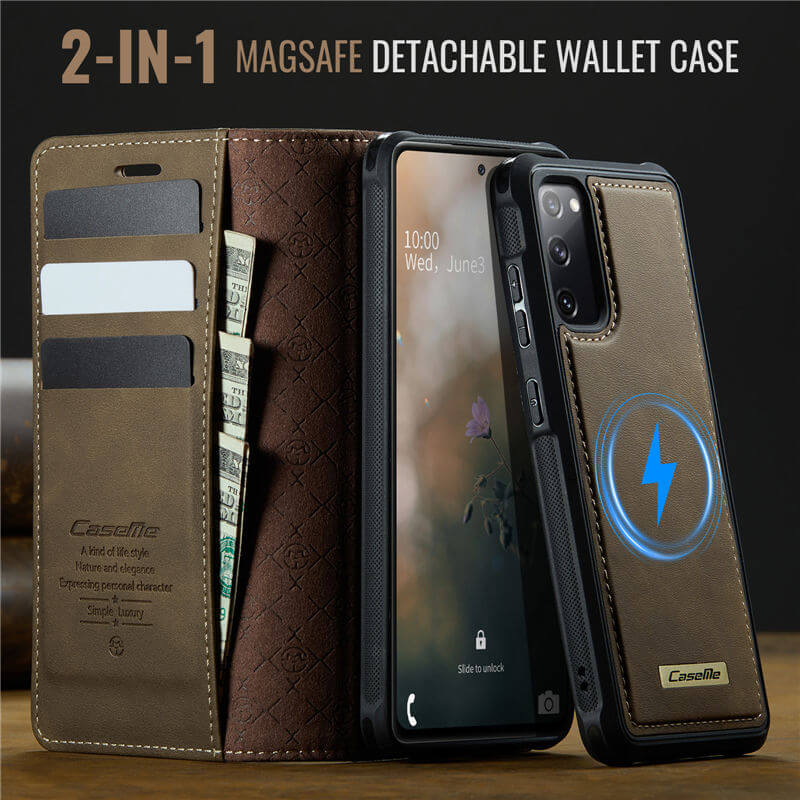 CaseMe Samsung Galaxy S20 FE 2-in-1 Magnetic Wallet Case with RFID Blocking