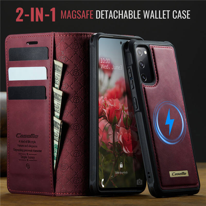 CaseMe Samsung Galaxy S20 FE 2-in-1 Magnetic Wallet Case with RFID Blocking
