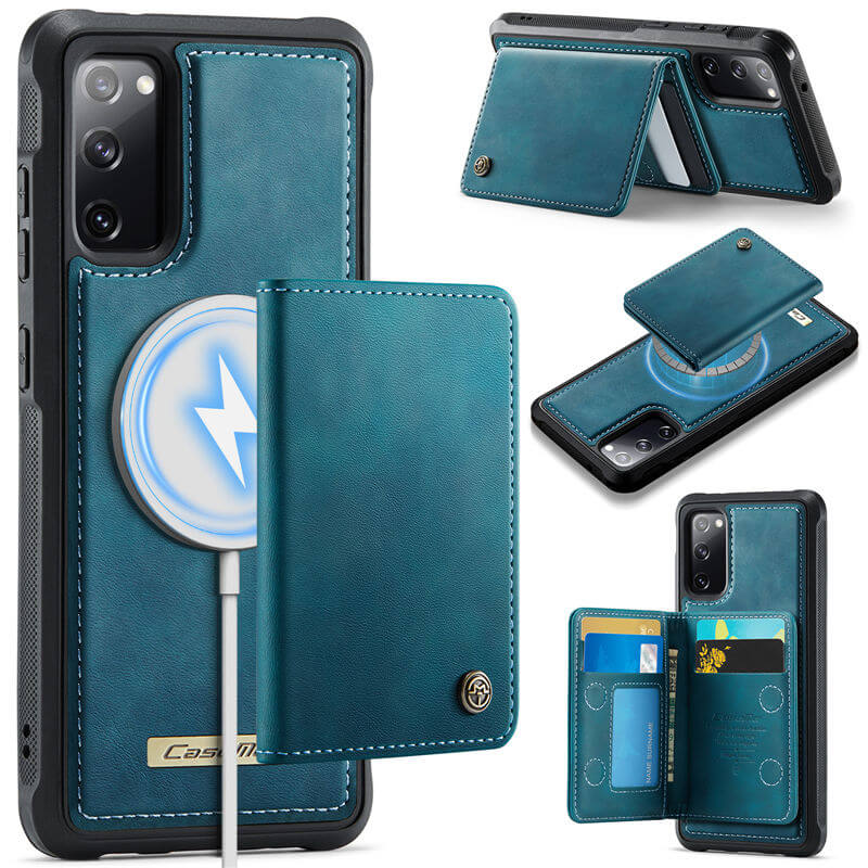 CaseMe Samsung Galaxy S20 FE 2-in-1 Magnetic Wallet Case with RFID Blocking & Wireless Charging - Blue