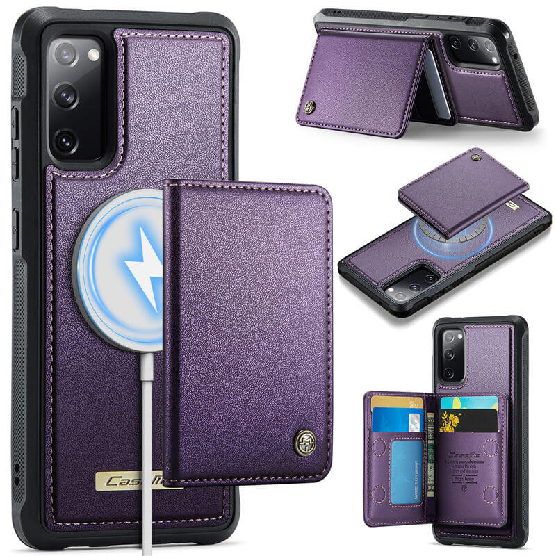 CaseMe Samsung Galaxy S20 FE 2-in-1 Magnetic Wallet Case with RFID Blocking & Wireless Charging - Purple