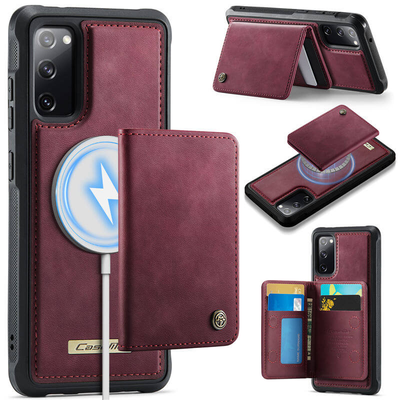 CaseMe Samsung Galaxy S20 FE 2-in-1 Magnetic Wallet Case with RFID Blocking & Wireless Charging - Red