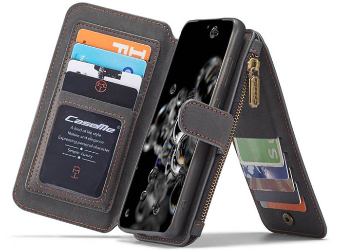 CaseMe Samsung Galaxy S20 Plus Zipper Wallet Magnetic Detachable 2 in 1 Folio Flip Case