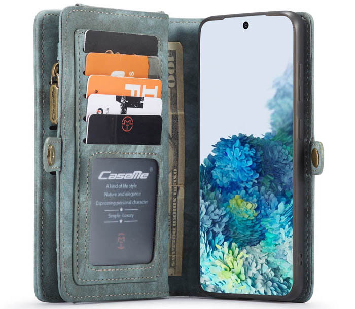 CaseMe Samsung Galaxy S20 Plus Zipper Wallet Magnetic Detachable 2 in 1 Case