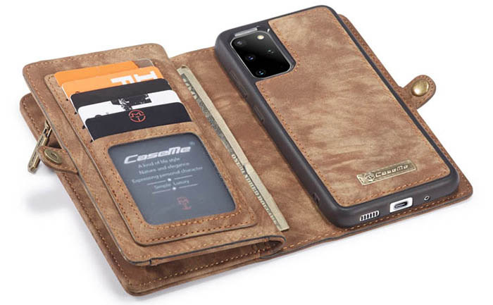 CaseMe Samsung Galaxy S20 Plus Zipper Wallet Magnetic Detachable 2 in 1 Folio Case