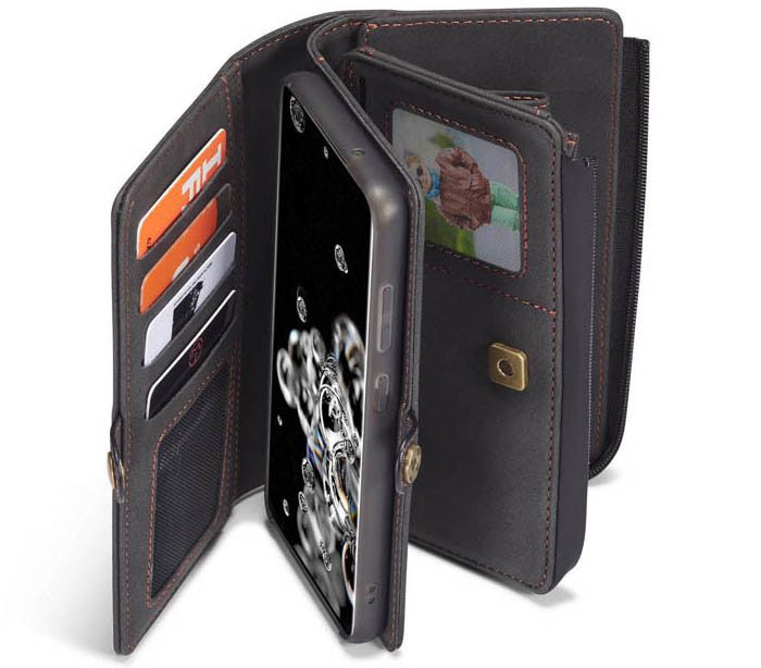 CaseMe Samsung Galaxy S20 Plus Luxury Multi-Functional Zipper Wallet Magnetic Detachable 2 in 1 Folio Case