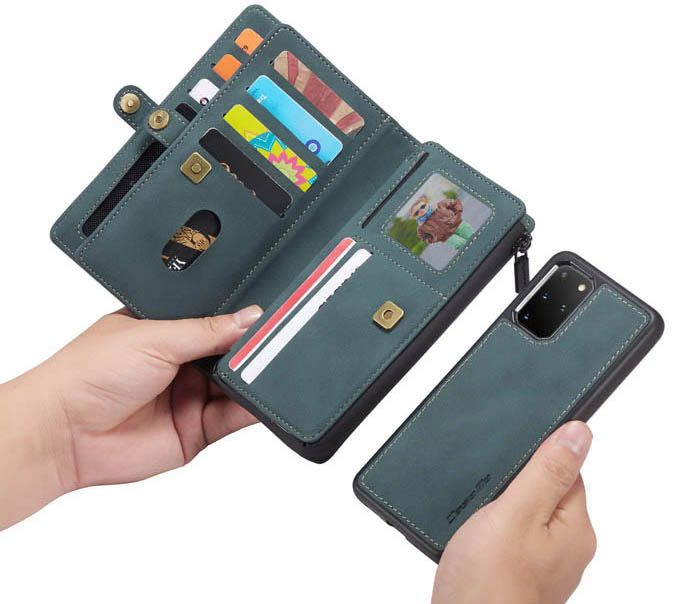 CaseMe Samsung Galaxy S20 Plus Luxury Multi-Functional Zipper Wallet Magnetic Detachable 2 in 1 Folio Case