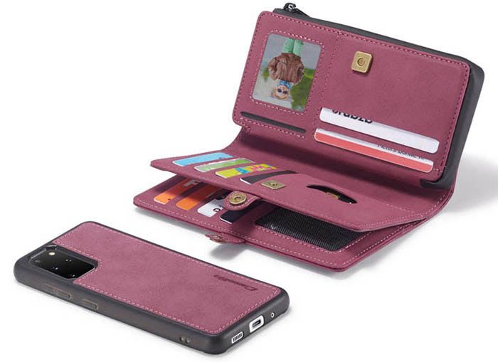 CaseMe Samsung Galaxy S20 Plus Luxury Multi-Functional Zipper Wallet Magnetic Detachable 2 in 1 Folio Case