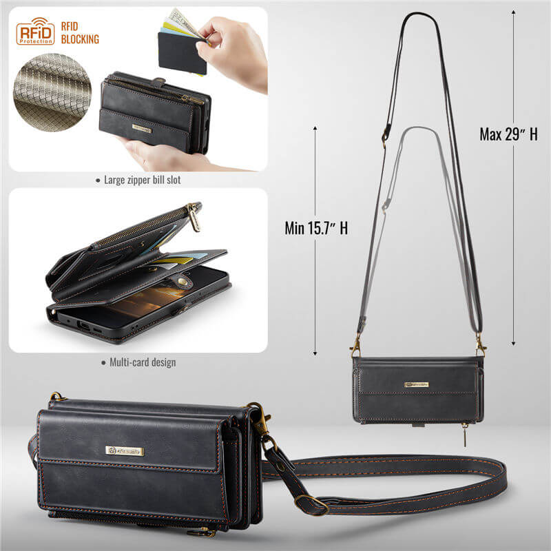 CaseMe Samsung Galaxy S20 Plus Wallet Case – RFID Blocking, 9 Card Slots, Crossbody Strap & Wireless Charging