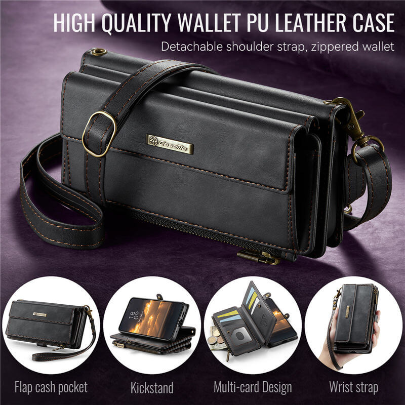 CaseMe Samsung Galaxy S20 Plus Wallet Case – RFID Blocking, 9 Card Slots, Crossbody Strap & Wireless Charging