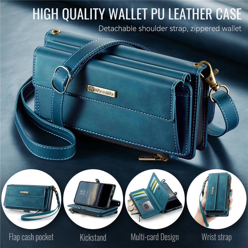 CaseMe Samsung Galaxy S20 Plus Wallet Case – RFID Blocking, 9 Card Slots, Crossbody Strap & Wireless Charging