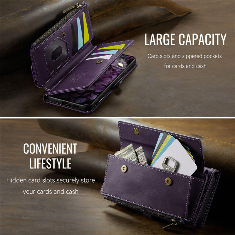 CaseMe Samsung Galaxy S20 Plus Wallet Case – RFID Blocking, 9 Card Slots, Crossbody Strap & Wireless Charging