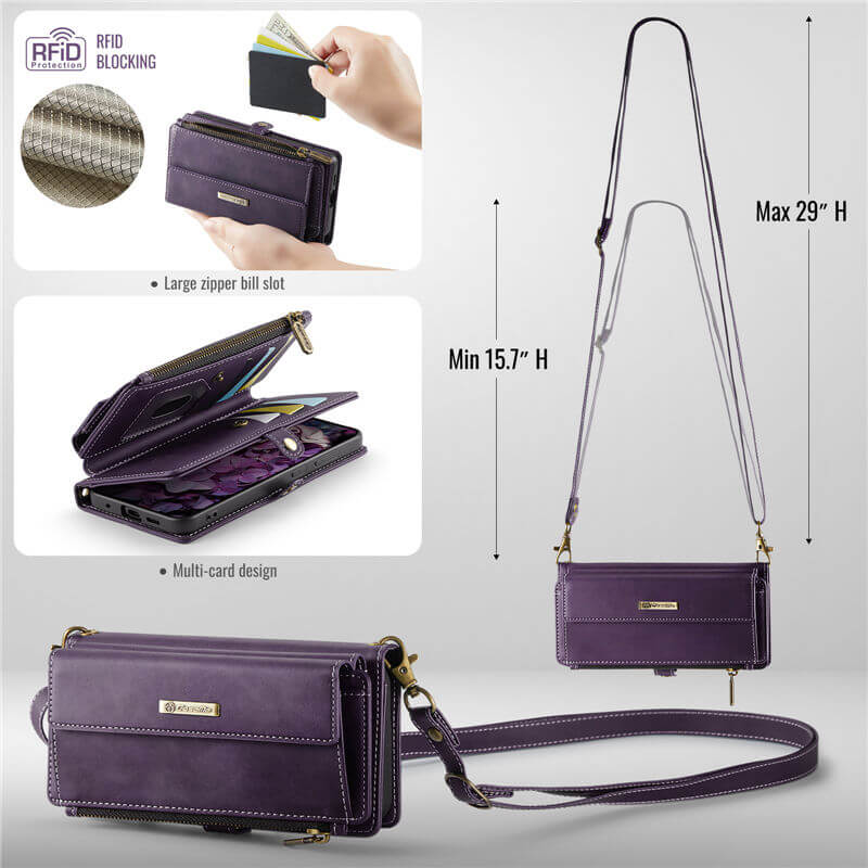CaseMe Samsung Galaxy S20 Plus Wallet Case – RFID Blocking, 9 Card Slots, Crossbody Strap & Wireless Charging