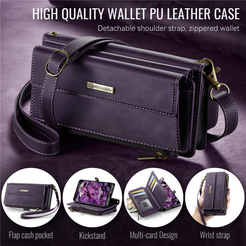 CaseMe Samsung Galaxy S20 Plus Wallet Case – RFID Blocking, 9 Card Slots, Crossbody Strap & Wireless Charging