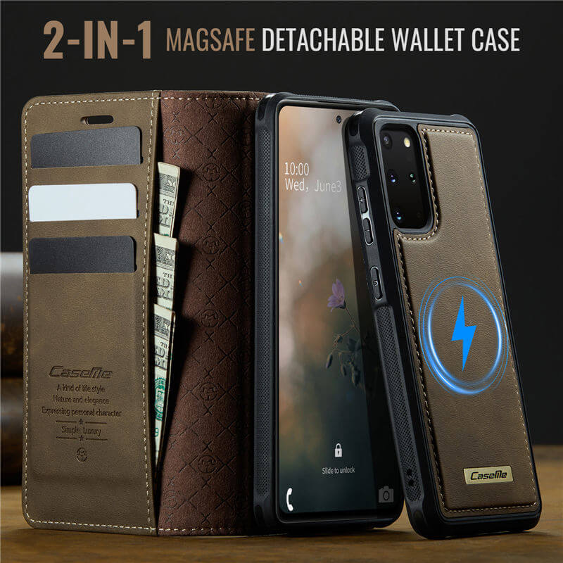 CaseMe Samsung Galaxy S20 Plus 2-in-1 Magnetic Wallet Case with RFID Blocking