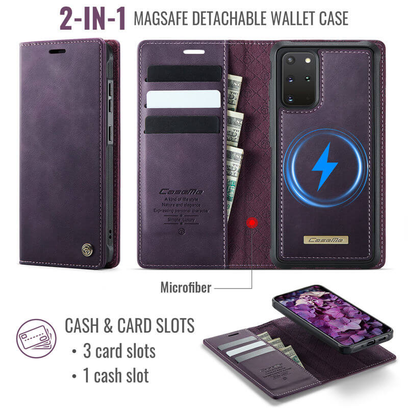CaseMe Samsung Galaxy S20 Plus 2-in-1 Magnetic Wallet Case with RFID Blocking