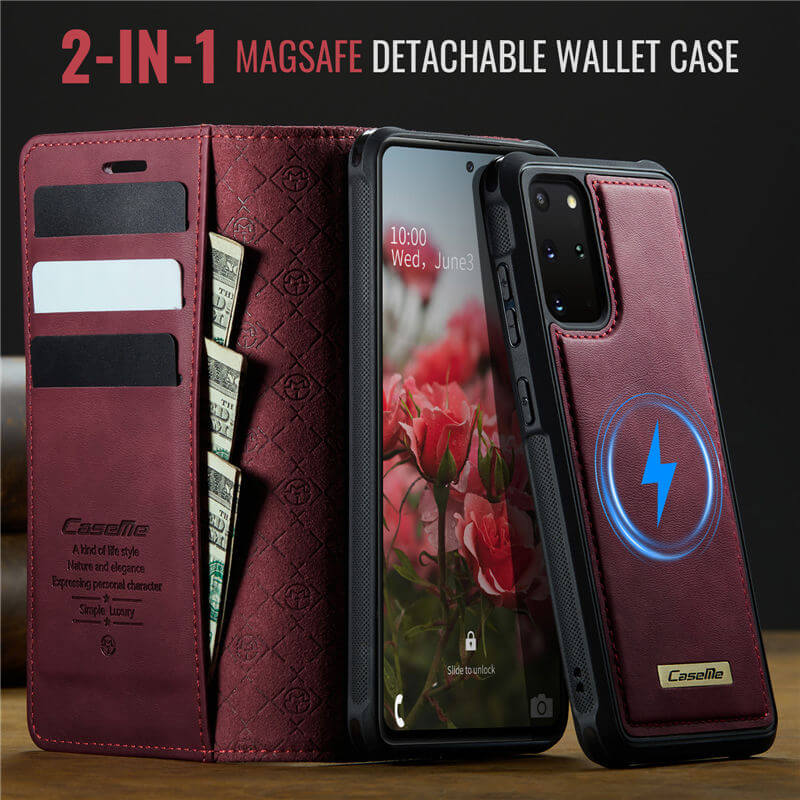 CaseMe Samsung Galaxy S20 Plus 2-in-1 Magnetic Wallet Case with RFID Blocking