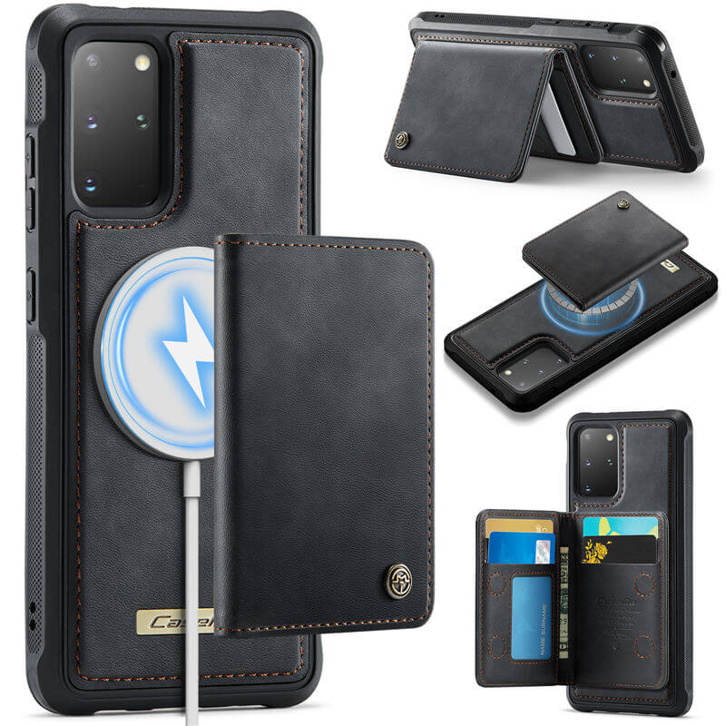 CaseMe Samsung Galaxy S20 Plus 2-in-1 Magnetic Wallet Case with RFID Blocking & Wireless Charging - Black