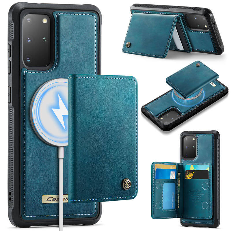 CaseMe Samsung Galaxy S20 Plus 2-in-1 Magnetic Wallet Case with RFID Blocking & Wireless Charging - Blue