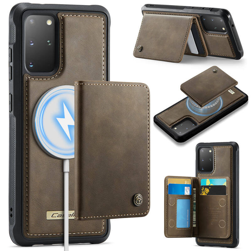 CaseMe Samsung Galaxy S20 Plus 2-in-1 Magnetic Wallet Case with RFID Blocking & Wireless Charging - Coffee