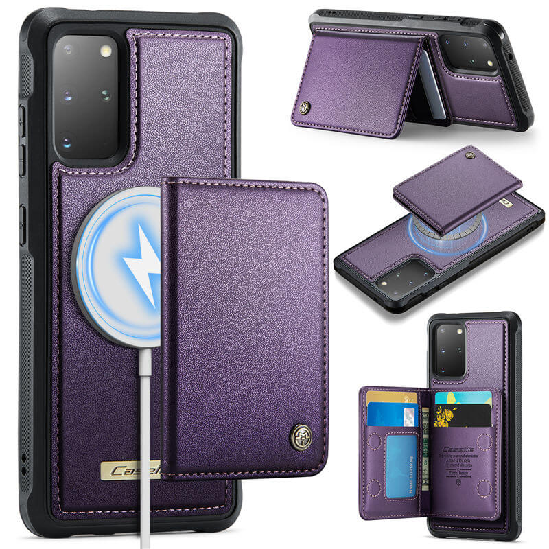 CaseMe Samsung Galaxy S20 Plus 2-in-1 Magnetic Wallet Case with RFID Blocking & Wireless Charging - Purple