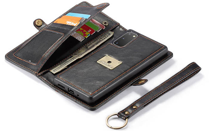 CaseMe Samsung Galaxy S20 Wallet Magnetic Detachable 2 in 1 Case With Wrist Strap