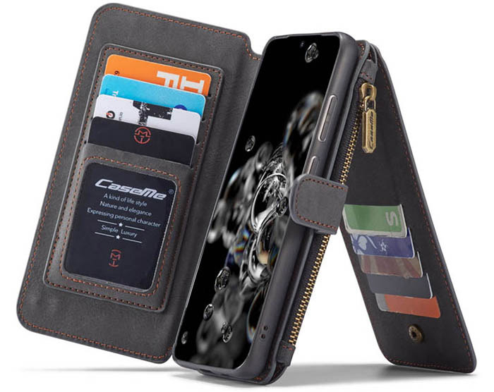 CaseMe Samsung Galaxy S20 Ultra Zipper Wallet Magnetic Detachable 2 in 1 Folio Flip Case