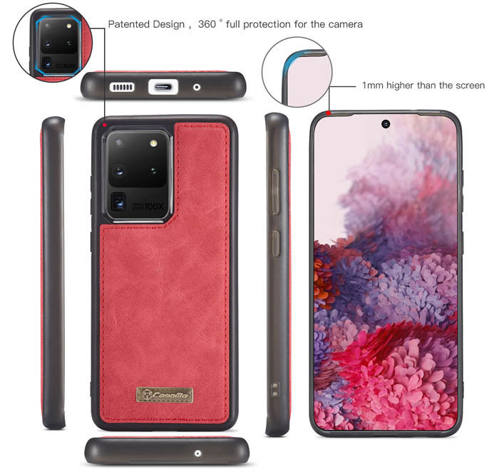 CaseMe Samsung Galaxy S20 Ultra Zipper Wallet Magnetic Detachable 2 in 1 Folio Flip Case