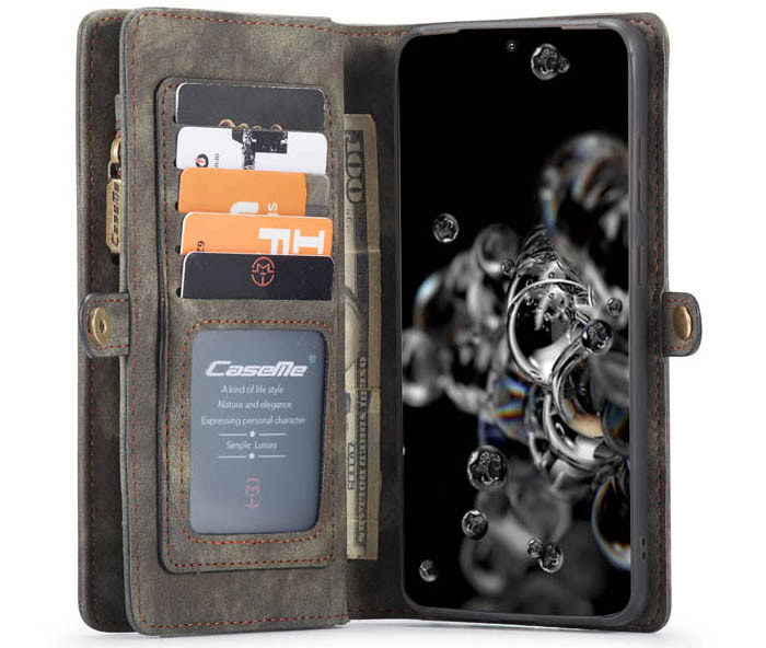 CaseMe Samsung Galaxy S20 Ultra Zipper Wallet Magnetic Detachable 2 in 1 Folio Case