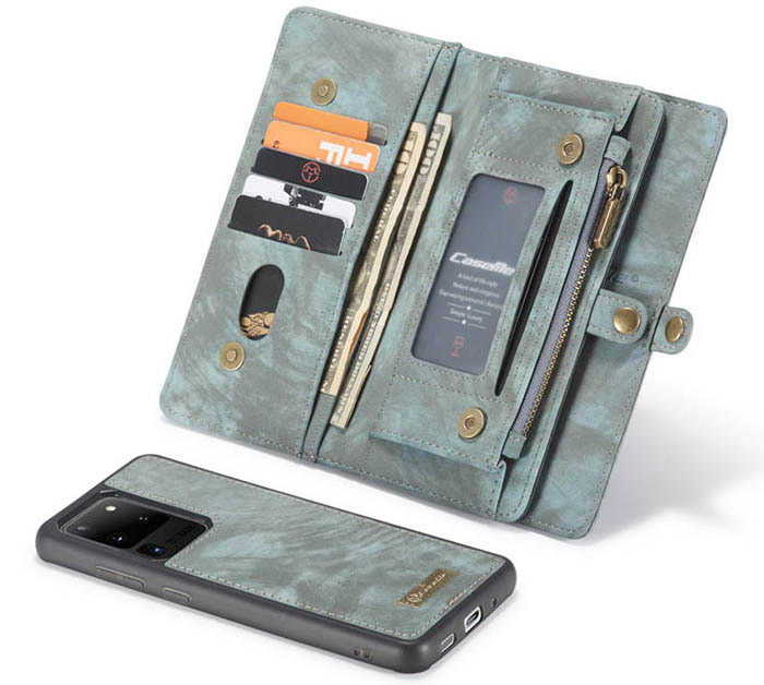 CaseMe Samsung Galaxy S20 Ultra Zipper Wallet Magnetic Detachable 2 in 1 Folio Case