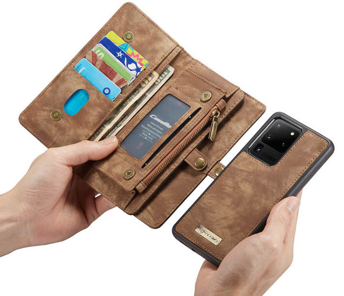 CaseMe Samsung Galaxy S20 Ultra Zipper Wallet Magnetic Detachable 2 in 1 Folio Case
