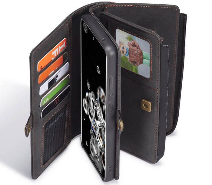 CaseMe Samsung Galaxy S20 Ultra Luxury Multi-Functional Zipper Wallet Magnetic Detachable 2 in 1 Folio Case