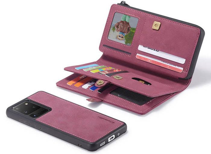 CaseMe Samsung Galaxy S20 Ultra Luxury Multi-Functional Zipper Wallet Magnetic Detachable 2 in 1 Folio Case