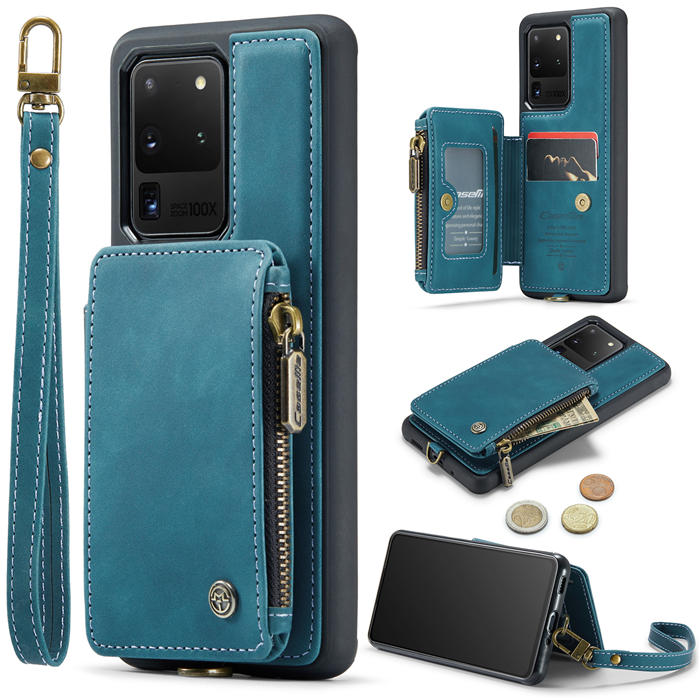 CaseMe Samsung Galaxy S20 Ultra Wallet RFID Blocking Case Blue