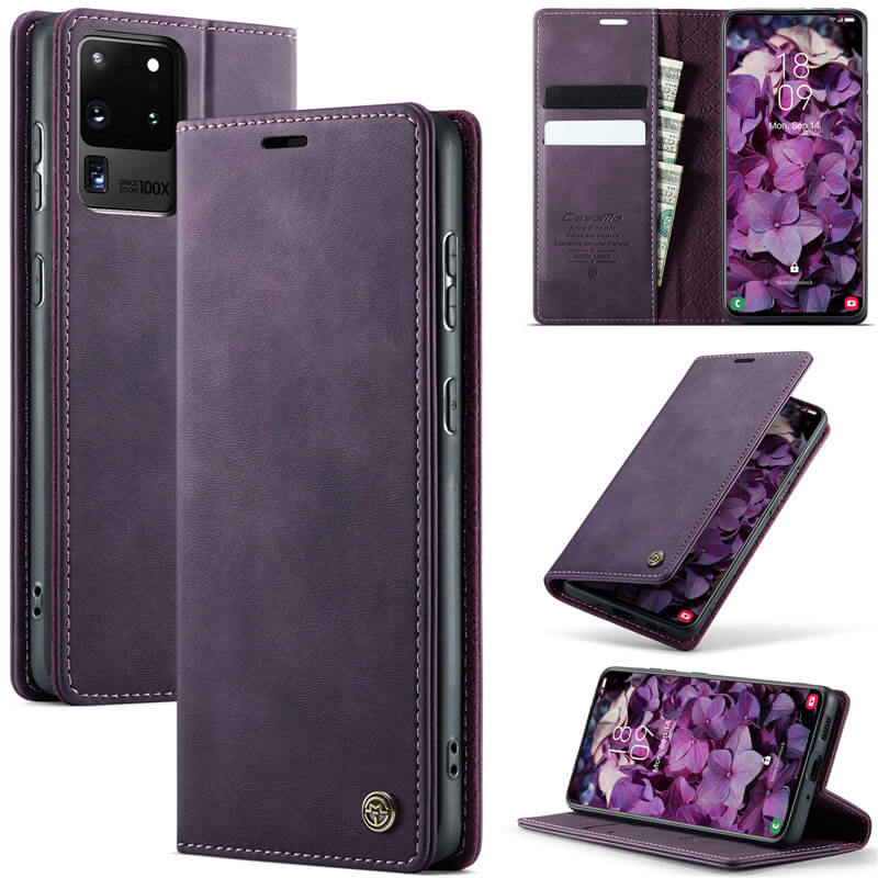 CaseMe Samsung Galaxy S20 Ultra Magnetic Wallet Case with RFID Blocking Purple