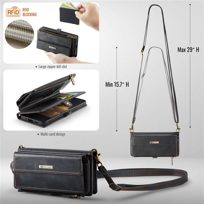 CaseMe Samsung Galaxy S20 Ultra Wallet Case – RFID Blocking, 9 Card Slots, Crossbody Strap & Wireless Charging