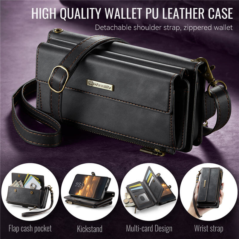 CaseMe Samsung Galaxy S20 Ultra Wallet Case – RFID Blocking, 9 Card Slots, Crossbody Strap & Wireless Charging