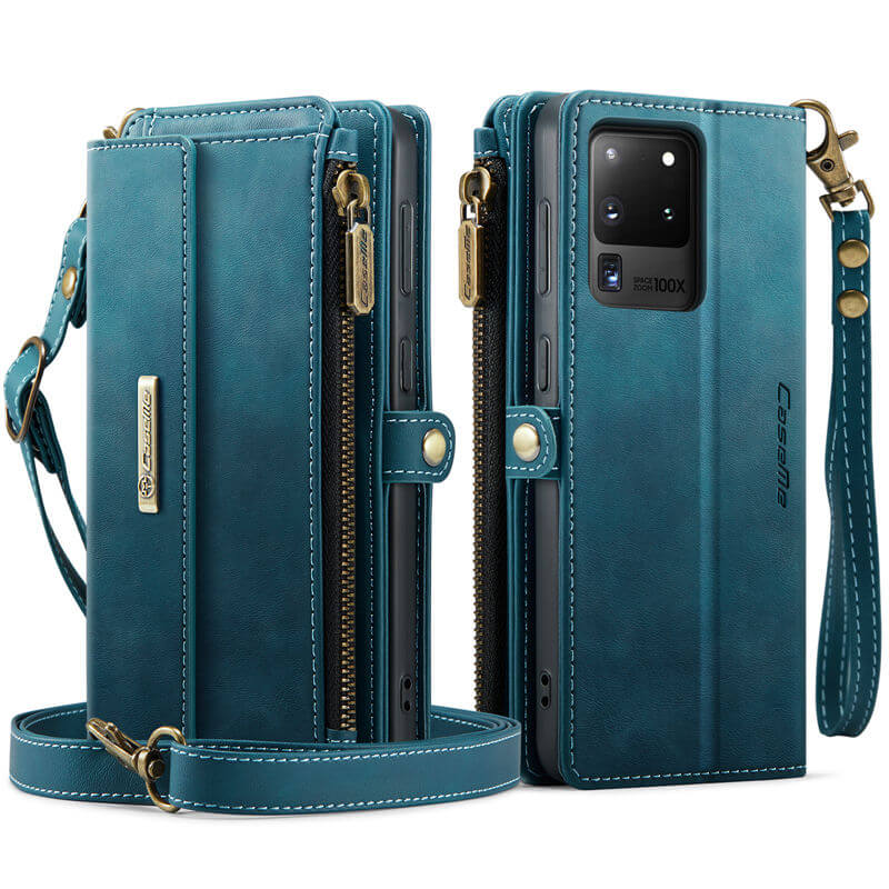 CaseMe Samsung Galaxy S20 Ultra Wallet Case – RFID Blocking, 9 Card Slots, Crossbody Strap & Wireless Charging